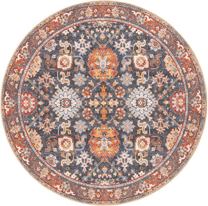Washable Navy Blue 5' 1 x 5' 1 Timeless Round Area Rug Easy to Clean Stain Resistant & Durable Traditional Classic Vintage Design Carpet for Sale at Rug Engine