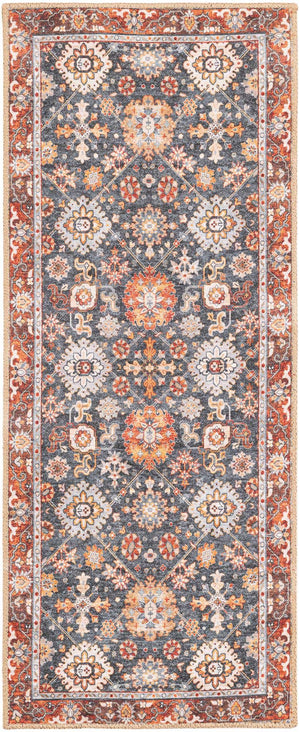 Washable Navy Blue 2' x 5' 1 Timeless Runner Area Rug Easy to Clean Stain Resistant & Durable Traditional Classic Vintage Design Carpet for Sale at Rug Engine