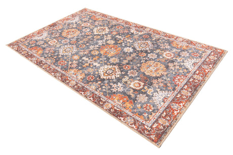 Washable Navy Blue 5' 1 x 8' Timeless Rectangle Area Rug Easy to Clean Stain Resistant & Durable Traditional Classic Vintage Design Carpet for Sale at Rug Engine