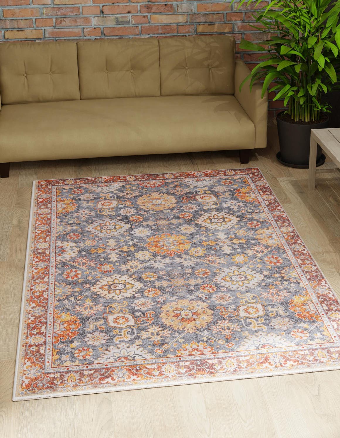 Washable Navy Blue 2' x 3' 1 Timeless Rectangle Area Rug Easy to Clean Stain Resistant & Durable Traditional Classic Vintage Design Carpet for Sale at Rug Engine