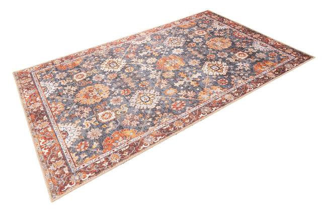 Washable Navy Blue 5' 1 x 8' Timeless Rectangle Area Rug Easy to Clean Stain Resistant & Durable Traditional Classic Vintage Design Carpet for Sale at Rug Engine