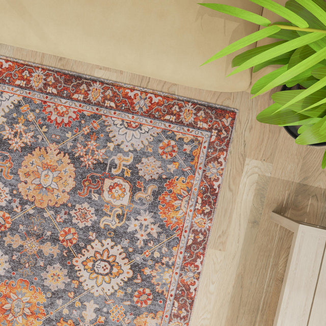 Washable Navy Blue 2' x 3' 1 Timeless Rectangle Area Rug Easy to Clean Stain Resistant & Durable Traditional Classic Vintage Design Carpet for Sale at Rug Engine