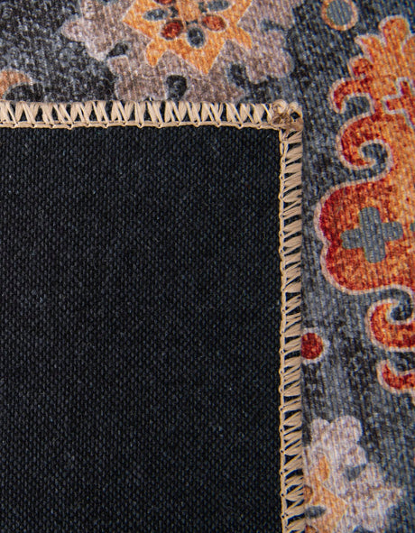 Washable Navy Blue 2' 7 x 10' Timeless Runner Area Rug Easy to Clean Stain Resistant & Durable Traditional Classic Vintage Design Carpet for Sale at Rug Engine