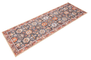 Washable Navy Blue 2' x 6' 1 Timeless Runner Area Rug Easy to Clean Stain Resistant & Durable Traditional Classic Vintage Design Carpet for Sale at Rug Engine