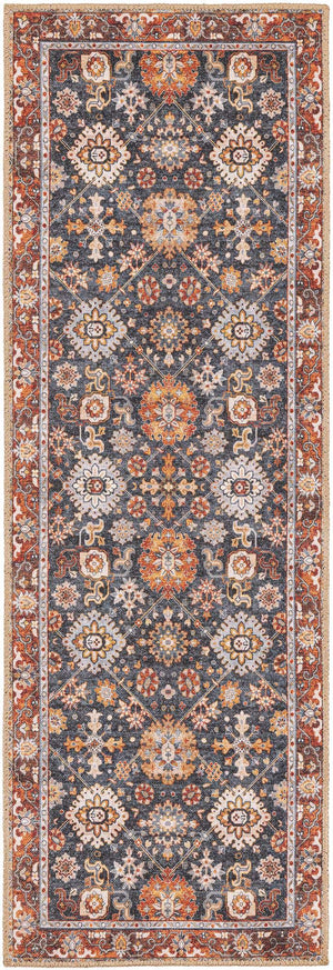 Washable Navy Blue 2' x 6' 1 Timeless Runner Area Rug Easy to Clean Stain Resistant & Durable Traditional Classic Vintage Design Carpet for Sale at Rug Engine