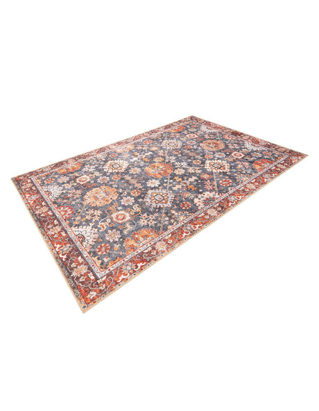 Washable Navy Blue 6' 1 x 9' Timeless Rectangle Area Rug Easy to Clean Stain Resistant & Durable Traditional Classic Vintage Design Carpet for Sale at Rug Engine