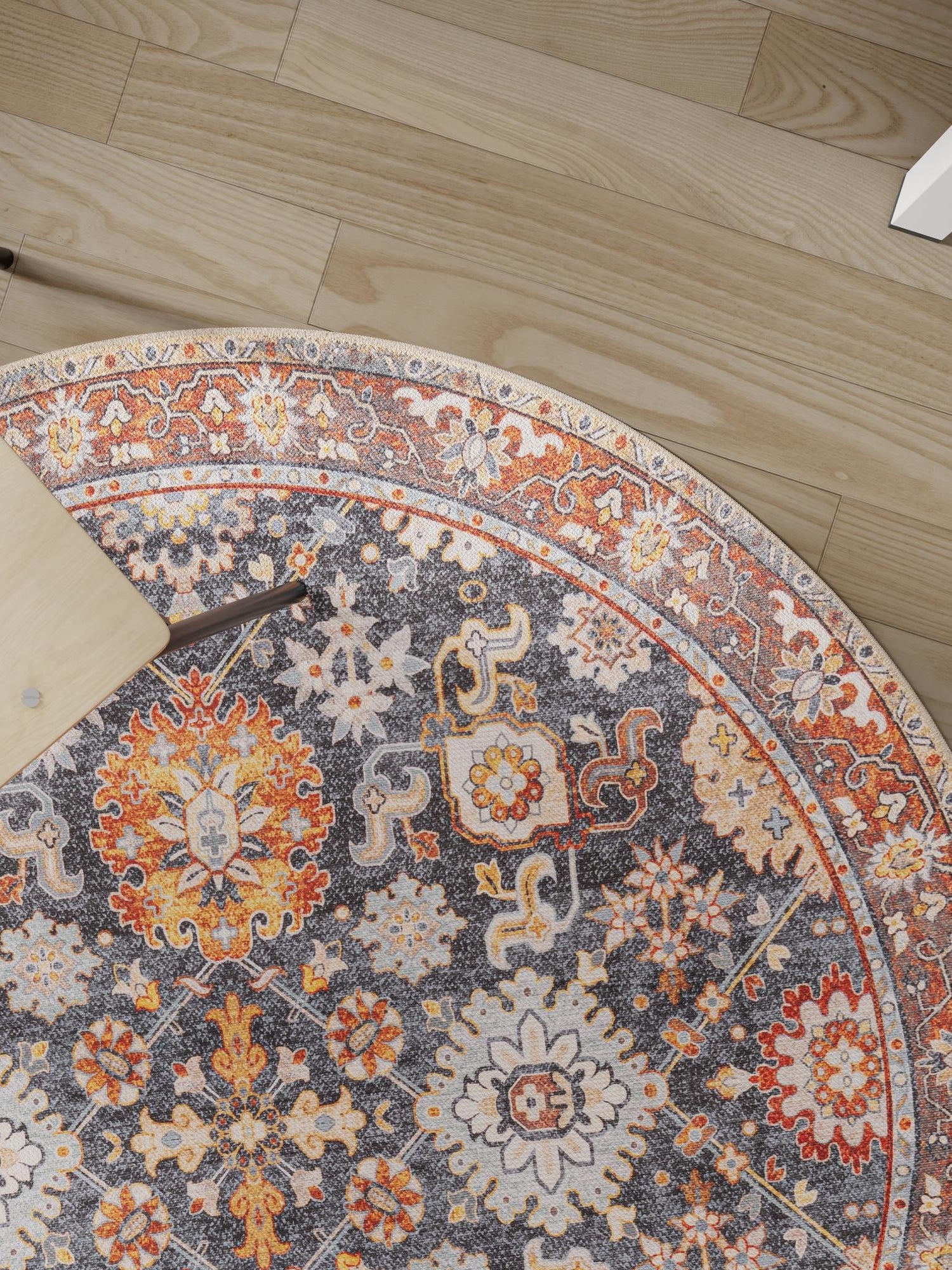 Washable Navy Blue 5' 1 x 5' 1 Timeless Round Area Rug Easy to Clean Stain Resistant & Durable Traditional Classic Vintage Design Carpet for Sale at Rug Engine