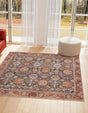 Washable Navy Blue 7' 10 x 7' 10 Timeless Square Area Rug Easy to Clean Stain Resistant & Durable Traditional Classic Vintage Design Carpet for Sale at Rug Engine