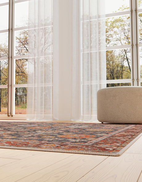 Washable Navy Blue 7' 10 x 7' 10 Timeless Square Area Rug Easy to Clean Stain Resistant & Durable Traditional Classic Vintage Design Carpet for Sale at Rug Engine