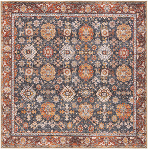 Washable Navy Blue 7' 10 x 7' 10 Timeless Square Area Rug Easy to Clean Stain Resistant & Durable Traditional Classic Vintage Design Carpet for Sale at Rug Engine