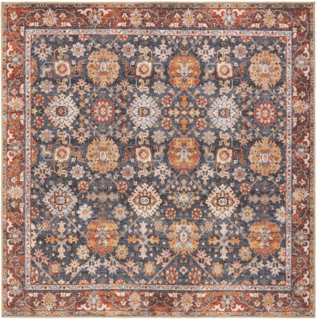Washable Navy Blue 7' 10 x 7' 10 Timeless Square Area Rug Easy to Clean Stain Resistant & Durable Traditional Classic Vintage Design Carpet for Sale at Rug Engine