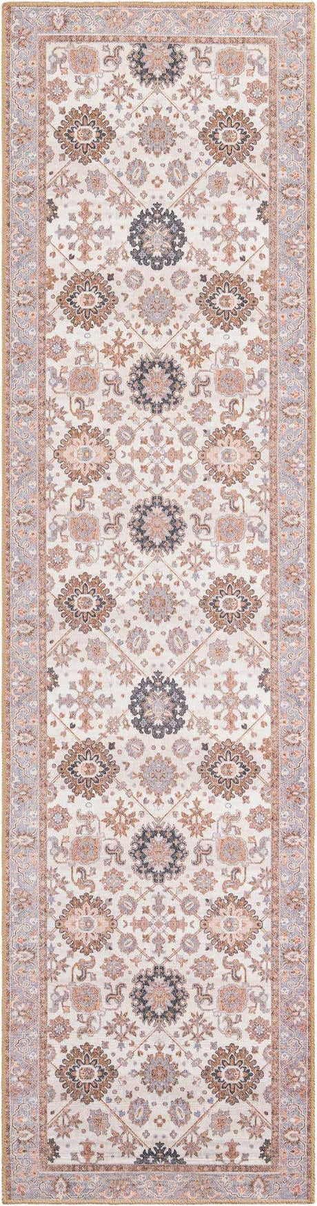 Washable Ivory 2' 7 x 10' Timeless Runner Area Rug Easy to Clean Stain Resistant & Durable Traditional Classic Vintage Design Carpet for Sale at Rug Engine