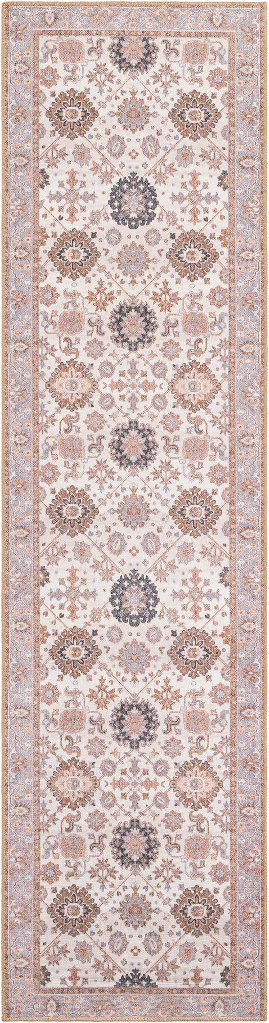 Washable Ivory 2' 7 x 10' Timeless Runner Area Rug Easy to Clean Stain Resistant & Durable Traditional Classic Vintage Design Carpet for Sale at Rug Engine