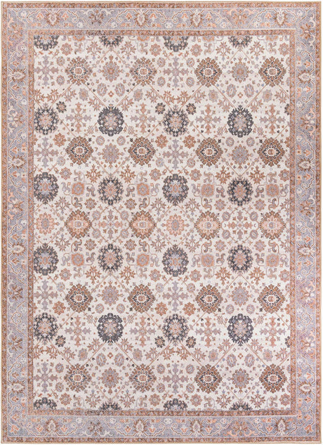 Washable Ivory 9' 5 x 13' 1 Timeless Rectangle Area Rug Easy to Clean Stain Resistant & Durable Traditional Classic Vintage Design Carpet for Sale at Rug Engine