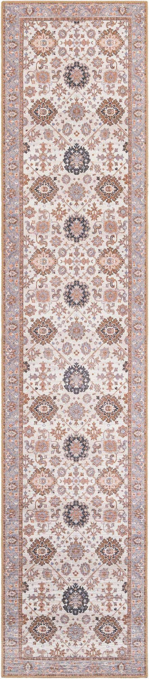Washable Ivory 2' 7 x 12' Timeless Runner Area Rug Easy to Clean Stain Resistant & Durable Traditional Classic Vintage Design Carpet for Sale at Rug Engine