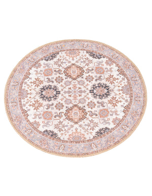 Washable Ivory 2' x 2' Timeless Round Area Rug Easy to Clean Stain Resistant & Durable Traditional Classic Vintage Design Carpet for Sale at Rug Engine