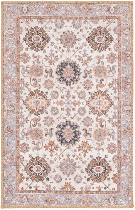 Washable Ivory 2' x 3' 1 Timeless Rectangle Area Rug Easy to Clean Stain Resistant & Durable Traditional Classic Vintage Design Carpet for Sale at Rug Engine