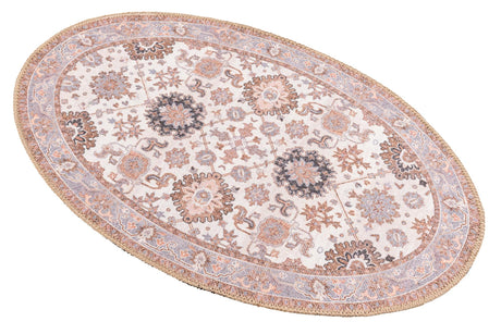 Washable Ivory 2' x 3' 1 Timeless Oval Area Rug Easy to Clean Stain Resistant & Durable Traditional Classic Vintage Design Carpet for Sale at Rug Engine