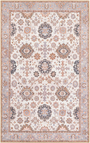 Washable Ivory 3' 6 x 5' 6 Timeless Rectangle Area Rug Easy to Clean Stain Resistant & Durable Traditional Classic Vintage Design Carpet for Sale at Rug Engine