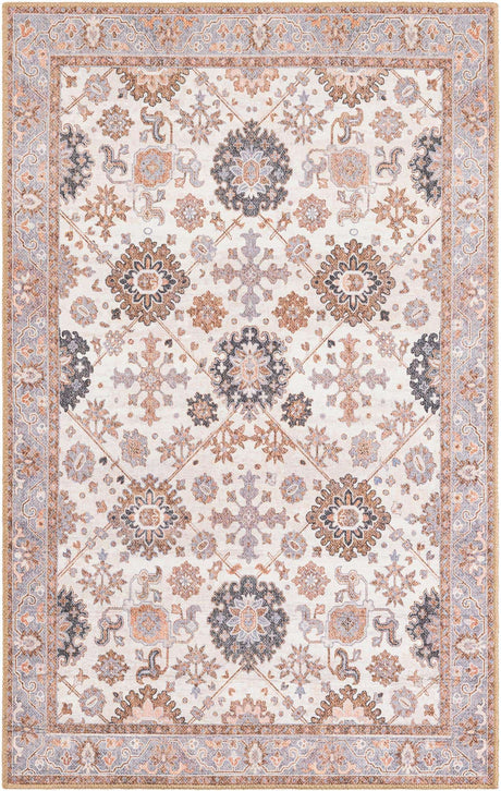 Washable Ivory 3' 6 x 5' 6 Timeless Rectangle Area Rug Easy to Clean Stain Resistant & Durable Traditional Classic Vintage Design Carpet for Sale at Rug Engine