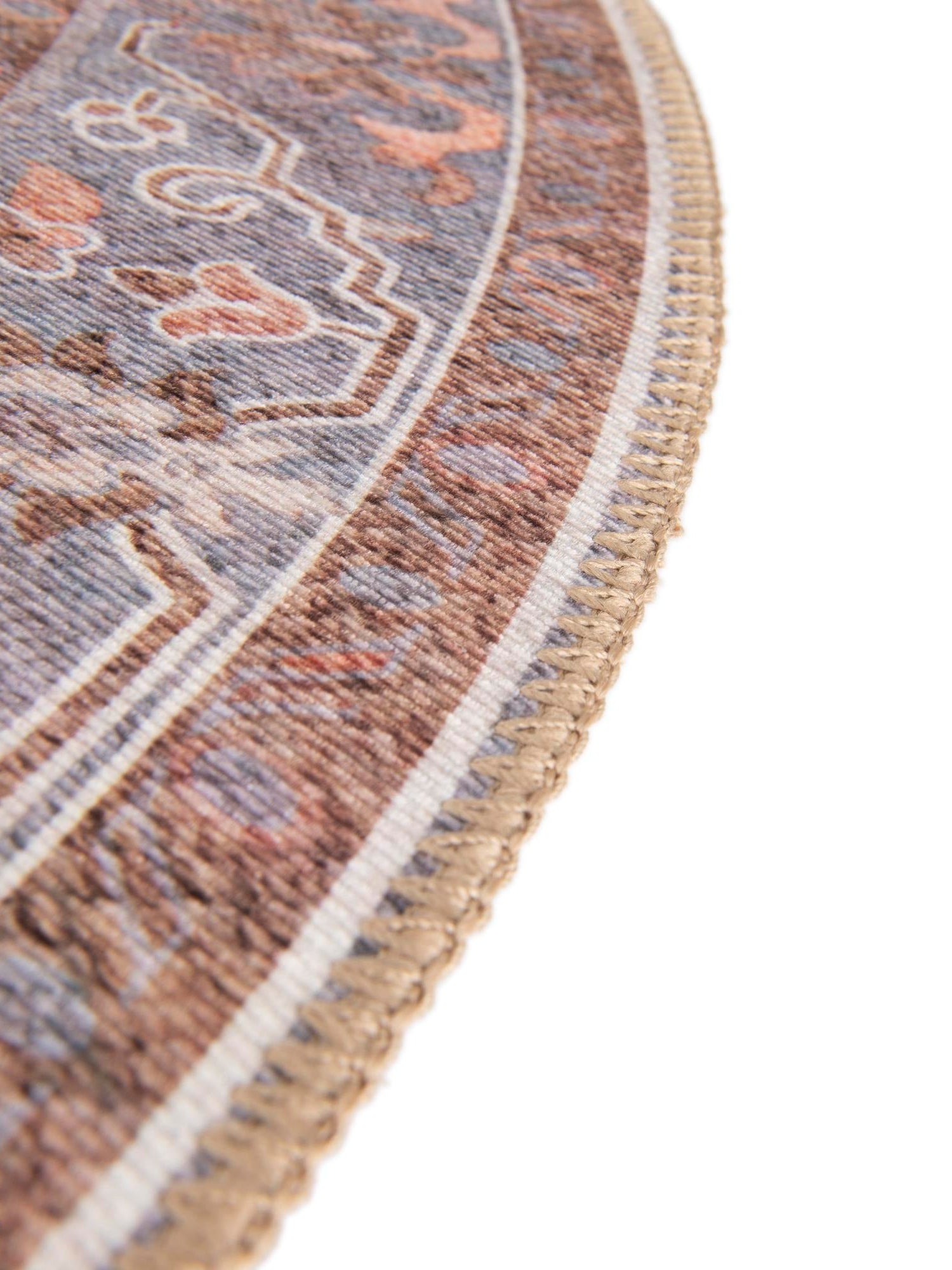 Washable Ivory 5' 1 x 5' 1 Timeless Round Area Rug Easy to Clean Stain Resistant & Durable Traditional Classic Vintage Design Carpet for Sale at Rug Engine