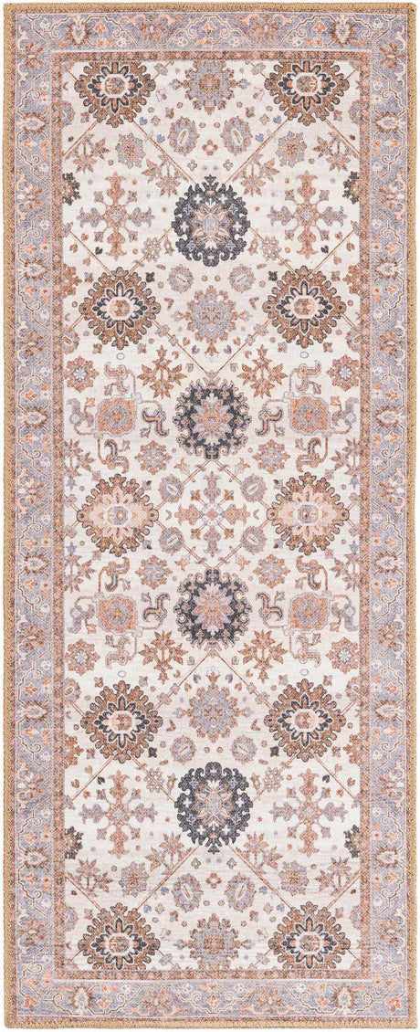 Washable Ivory 2' x 5' 1 Timeless Runner Area Rug Easy to Clean Stain Resistant & Durable Traditional Classic Vintage Design Carpet for Sale at Rug Engine