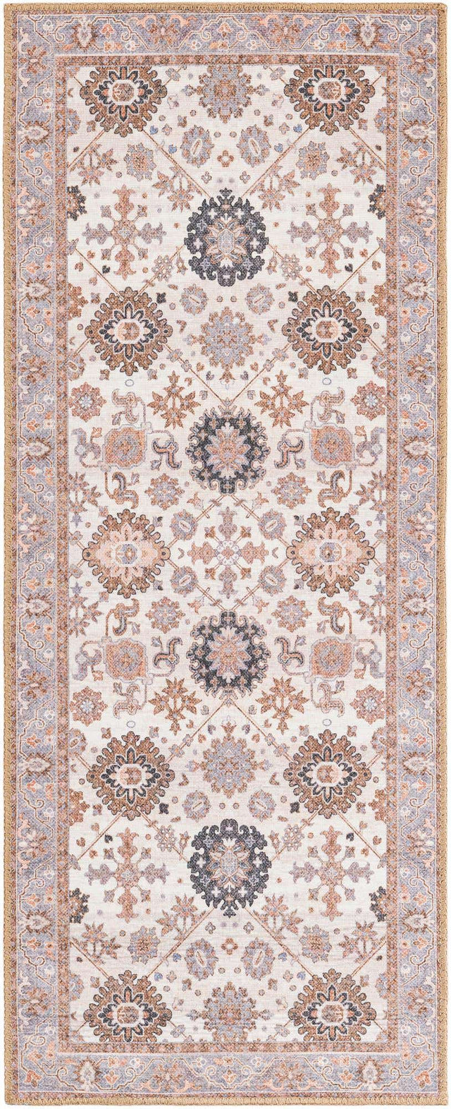 Washable Ivory 2' x 5' 1 Timeless Runner Area Rug Easy to Clean Stain Resistant & Durable Traditional Classic Vintage Design Carpet for Sale at Rug Engine