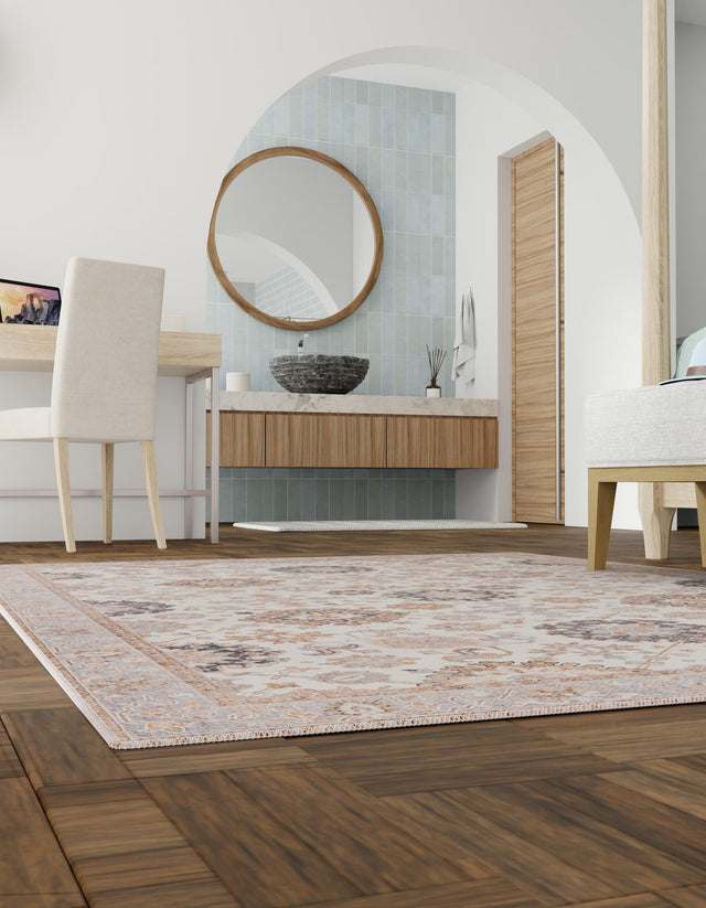Washable Ivory 2' x 3' 1 Timeless Rectangle Area Rug Easy to Clean Stain Resistant & Durable Traditional Classic Vintage Design Carpet for Sale at Rug Engine