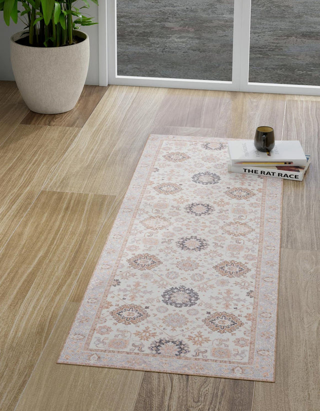Washable Ivory 2' 7 x 12' Timeless Runner Area Rug Easy to Clean Stain Resistant & Durable Traditional Classic Vintage Design Carpet for Sale at Rug Engine