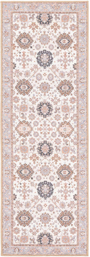 Washable Ivory 2' x 6' 1 Timeless Runner Area Rug Easy to Clean Stain Resistant & Durable Traditional Classic Vintage Design Carpet for Sale at Rug Engine