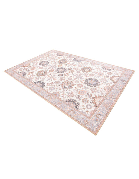 Washable Ivory 6' 1 x 9' Timeless Rectangle Area Rug Easy to Clean Stain Resistant & Durable Traditional Classic Vintage Design Carpet for Sale at Rug Engine