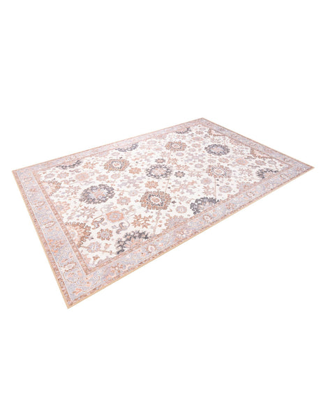 Washable Ivory 6' 1 x 9' Timeless Rectangle Area Rug Easy to Clean Stain Resistant & Durable Traditional Classic Vintage Design Carpet for Sale at Rug Engine