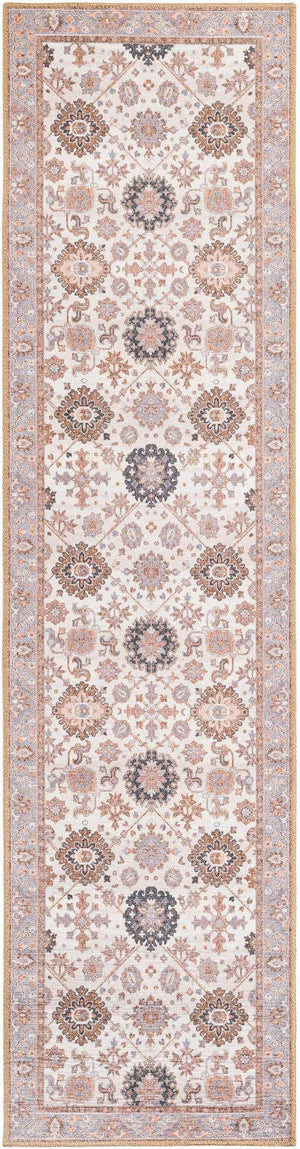 Washable Ivory 2' x 8' Timeless Runner Area Rug Easy to Clean Stain Resistant & Durable Traditional Classic Vintage Design Carpet for Sale at Rug Engine