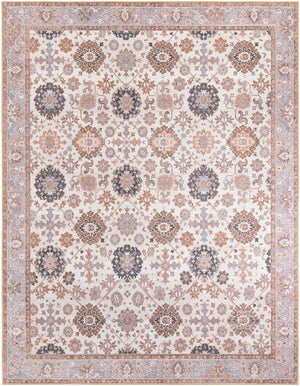 Washable Ivory 7' 10 x 10' Timeless Rectangle Area Rug Easy to Clean Stain Resistant & Durable Traditional Classic Vintage Design Carpet for Sale at Rug Engine