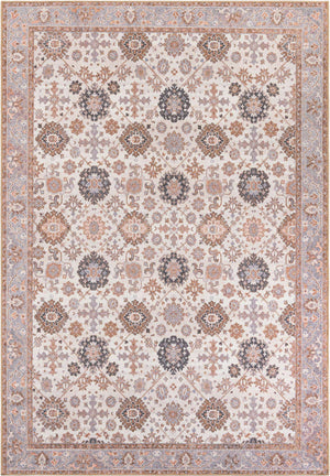 Washable Ivory 8' 4 x 12' Timeless Rectangle Area Rug Easy to Clean Stain Resistant & Durable Traditional Classic Vintage Design Carpet for Sale at Rug Engine