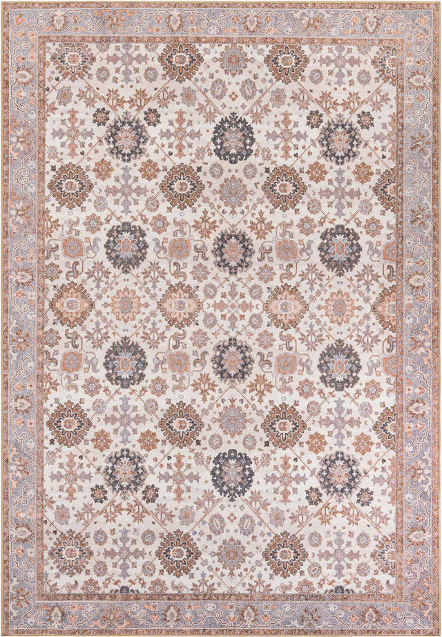 Washable Ivory 8' 4 x 12' Timeless Rectangle Area Rug Easy to Clean Stain Resistant & Durable Traditional Classic Vintage Design Carpet for Sale at Rug Engine