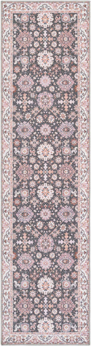 Washable Gray 2' 7 x 10' Timeless Runner Area Rug Easy to Clean Stain Resistant & Durable Traditional Classic Vintage Design Carpet for Sale at Rug Engine