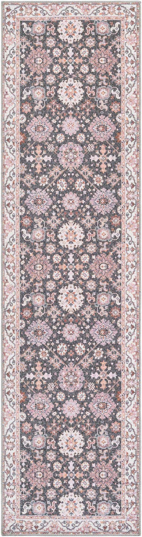 Washable Gray 2' 7 x 10' Timeless Runner Area Rug Easy to Clean Stain Resistant & Durable Traditional Classic Vintage Design Carpet for Sale at Rug Engine