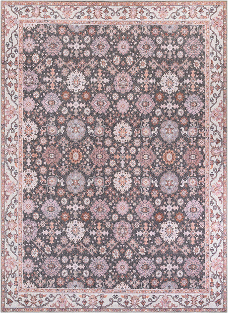 Washable Gray 9' 5 x 13' 1 Timeless Rectangle Area Rug Easy to Clean Stain Resistant & Durable Traditional Classic Vintage Design Carpet for Sale at Rug Engine