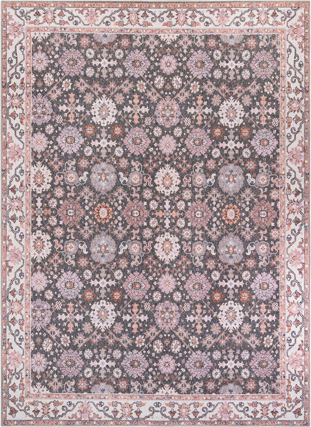 Washable Gray 9' 5 x 13' 1 Timeless Rectangle Area Rug Easy to Clean Stain Resistant & Durable Traditional Classic Vintage Design Carpet for Sale at Rug Engine