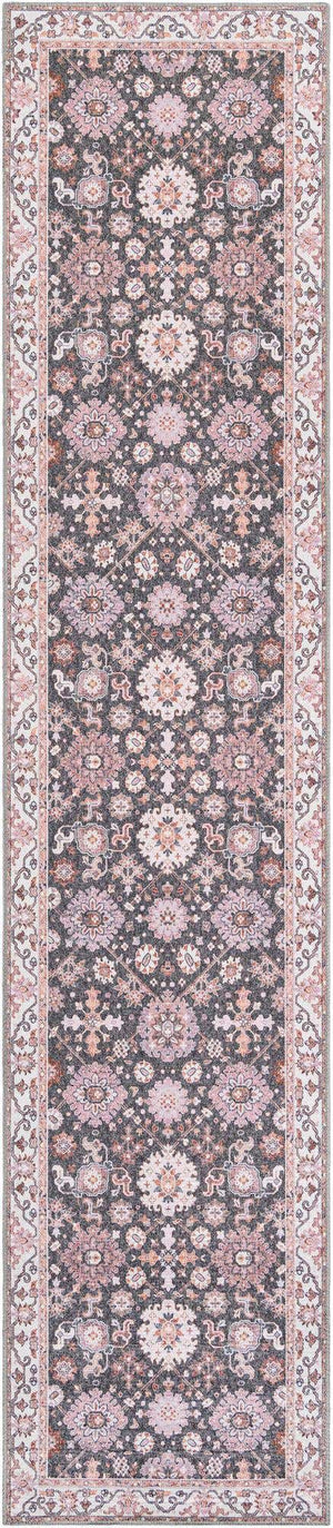 Washable Gray 2' 7 x 12' Timeless Runner Area Rug Easy to Clean Stain Resistant & Durable Traditional Classic Vintage Design Carpet for Sale at Rug Engine