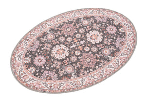 Washable Gray 2' x 3' 1 Timeless Oval Area Rug Easy to Clean Stain Resistant & Durable Traditional Classic Vintage Design Carpet for Sale at Rug Engine