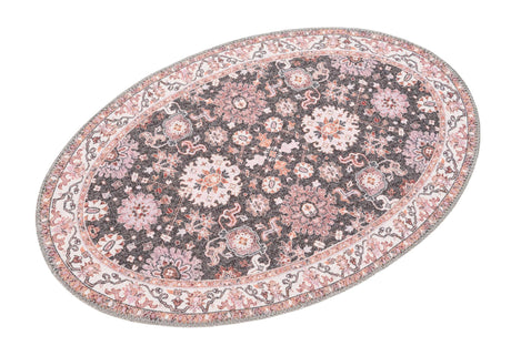 Washable Gray 2' x 3' 1 Timeless Oval Area Rug Easy to Clean Stain Resistant & Durable Traditional Classic Vintage Design Carpet for Sale at Rug Engine