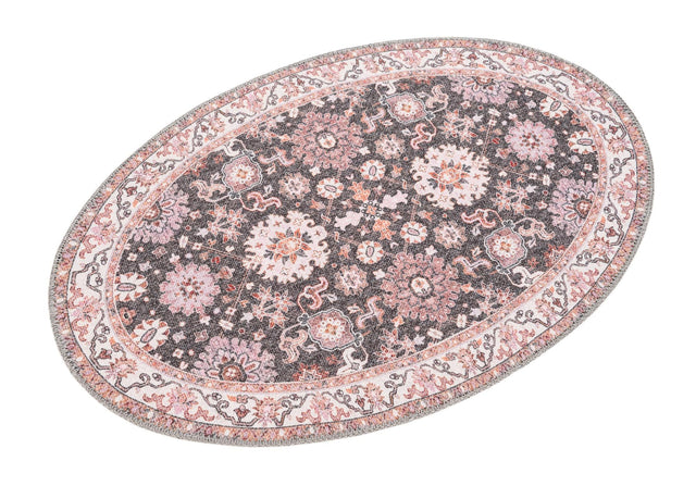 Washable Gray 2' x 3' 1 Timeless Oval Area Rug Easy to Clean Stain Resistant & Durable Traditional Classic Vintage Design Carpet for Sale at Rug Engine