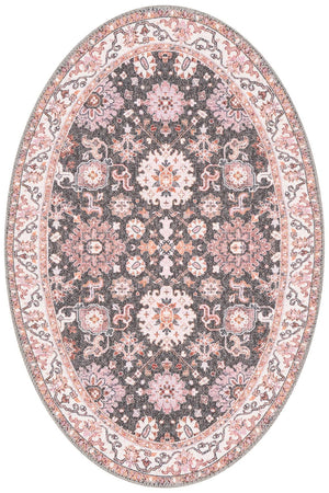 Washable Gray 2' x 3' 1 Timeless Oval Area Rug Easy to Clean Stain Resistant & Durable Traditional Classic Vintage Design Carpet for Sale at Rug Engine