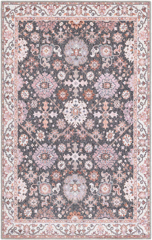 Washable Gray 3' 6 x 5' 6 Timeless Rectangle Area Rug Easy to Clean Stain Resistant & Durable Traditional Classic Vintage Design Carpet for Sale at Rug Engine