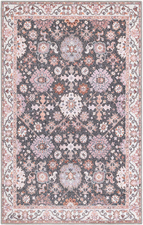 Washable Gray 3' 6 x 5' 6 Timeless Rectangle Area Rug Easy to Clean Stain Resistant & Durable Traditional Classic Vintage Design Carpet for Sale at Rug Engine