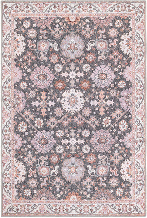 Washable Gray 4' 1 x 6' 1 Timeless Rectangle Area Rug Easy to Clean Stain Resistant & Durable Traditional Classic Vintage Design Carpet for Sale at Rug Engine