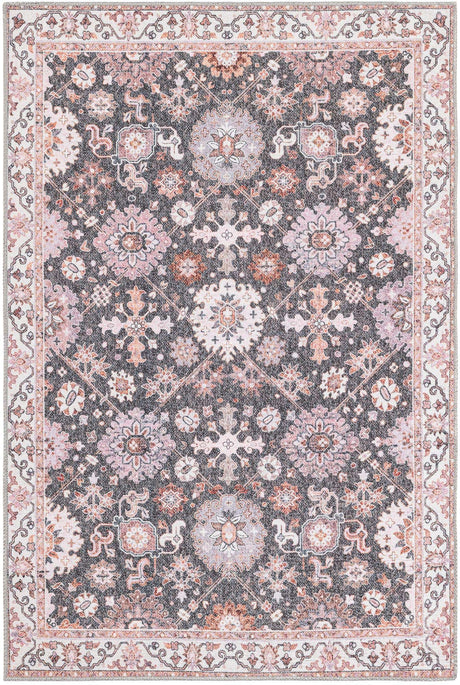 Washable Gray 4' 1 x 6' 1 Timeless Rectangle Area Rug Easy to Clean Stain Resistant & Durable Traditional Classic Vintage Design Carpet for Sale at Rug Engine