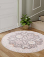 Washable Gray 3' 6 x 3' 6 Timeless Round Area Rug Easy to Clean Stain Resistant & Durable Traditional Classic Vintage Design Carpet for Sale at Rug Engine